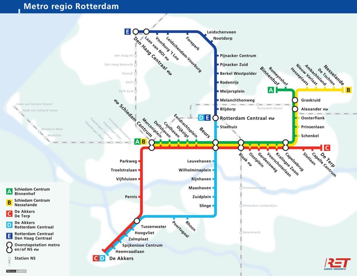 Kaart metro Rotterdam holland