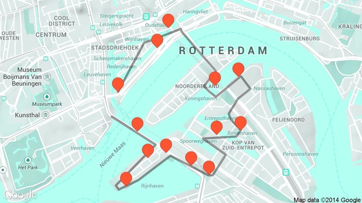 Kaart Rotterdami arhitektuuri 