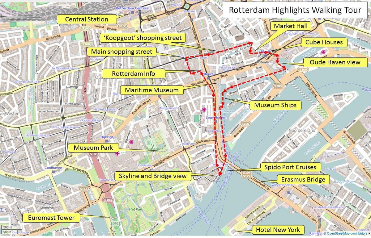 Kaart Rotterdami jalutuskäik 
