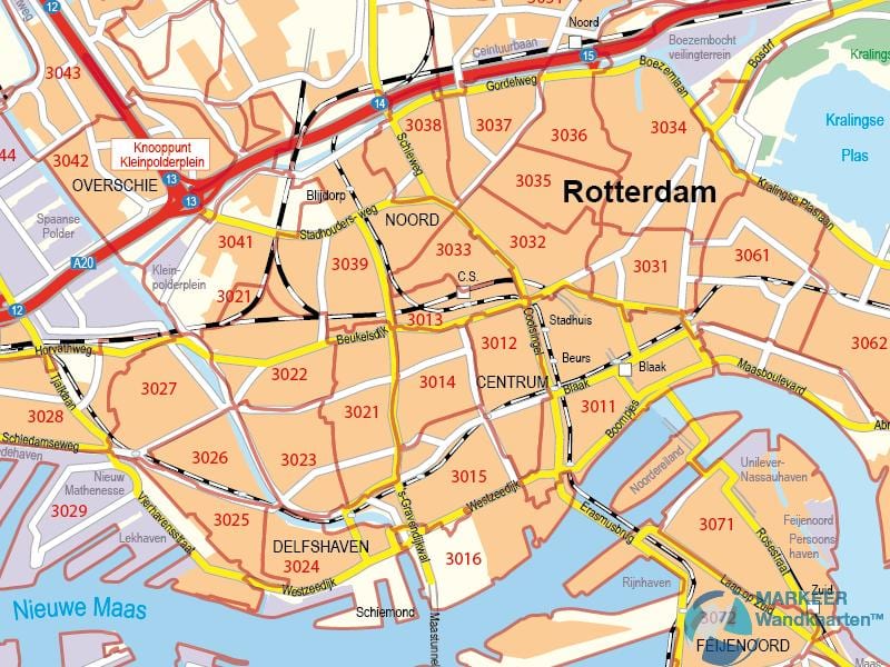 Kaart Rotterdami postiindeks 
