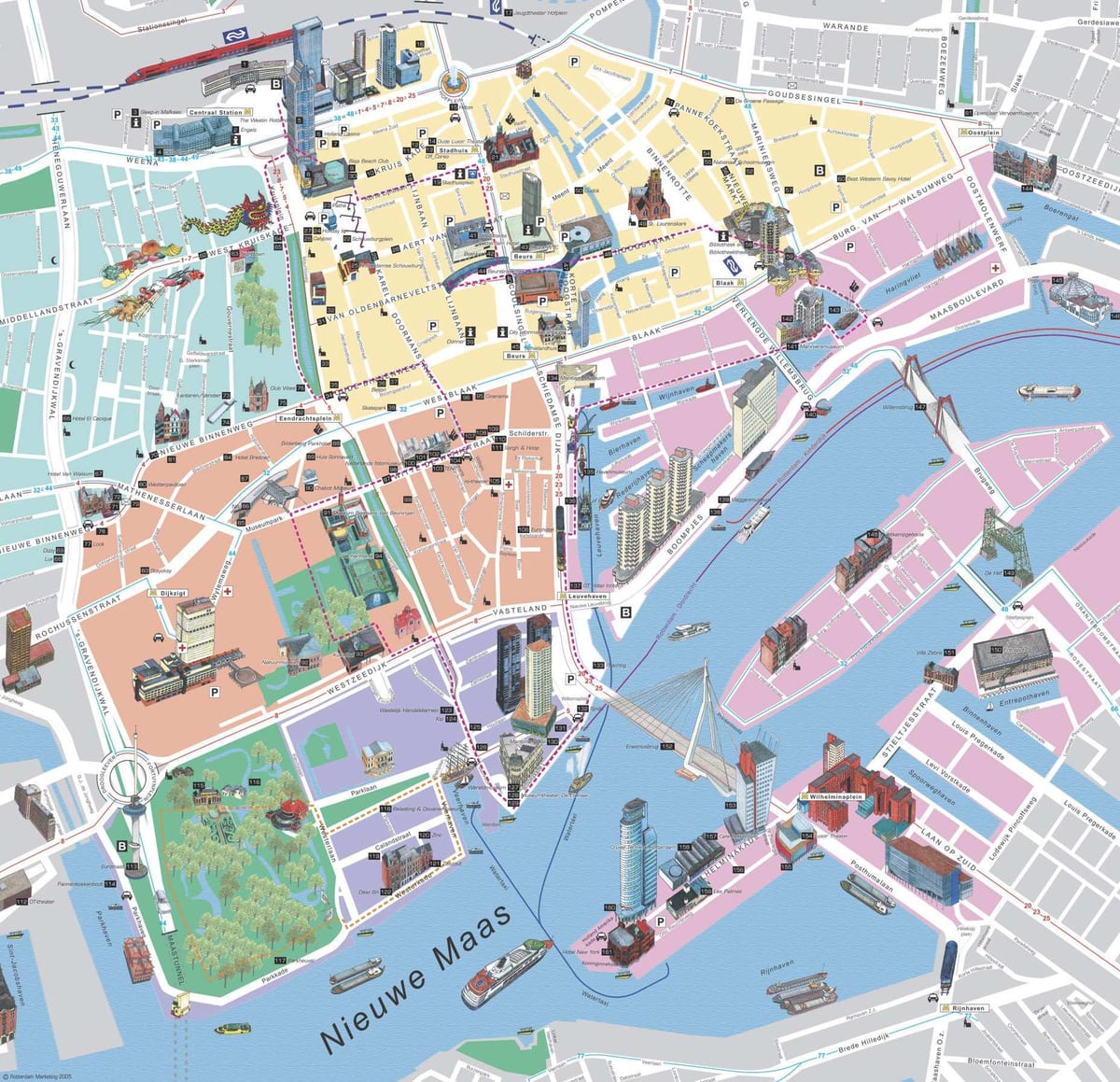 Kaart Rotterdami vaatamisväärsused 